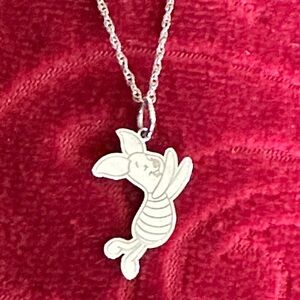 Licensed Disney Sterling Silver Piglet Pendant. 18” Sterling Silver chain